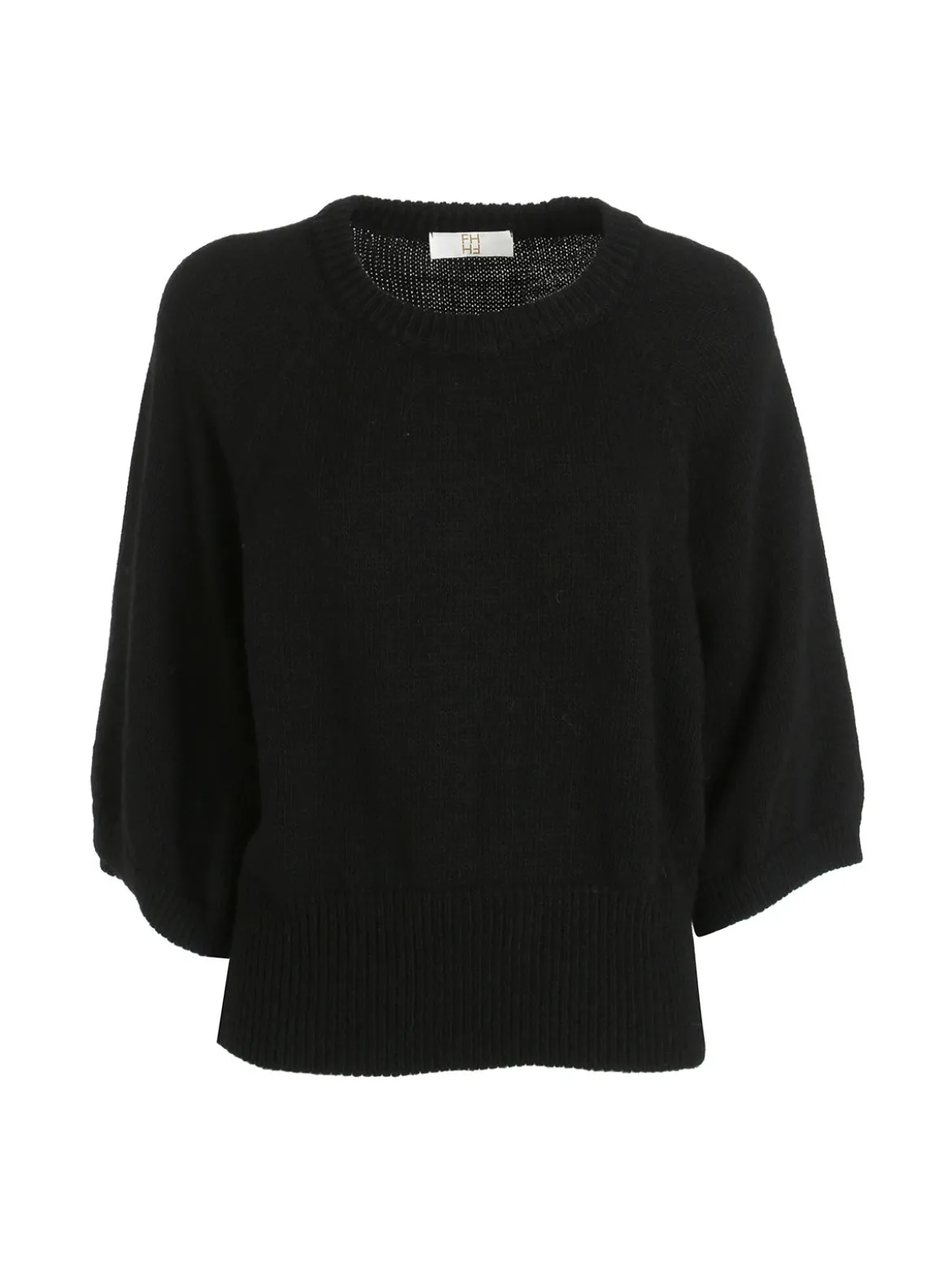 Fh Maglione donna in misto lana con maniche a pipistrello - nero