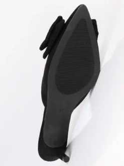 Fiori & Spine Sabot neri con tacco e fiocco