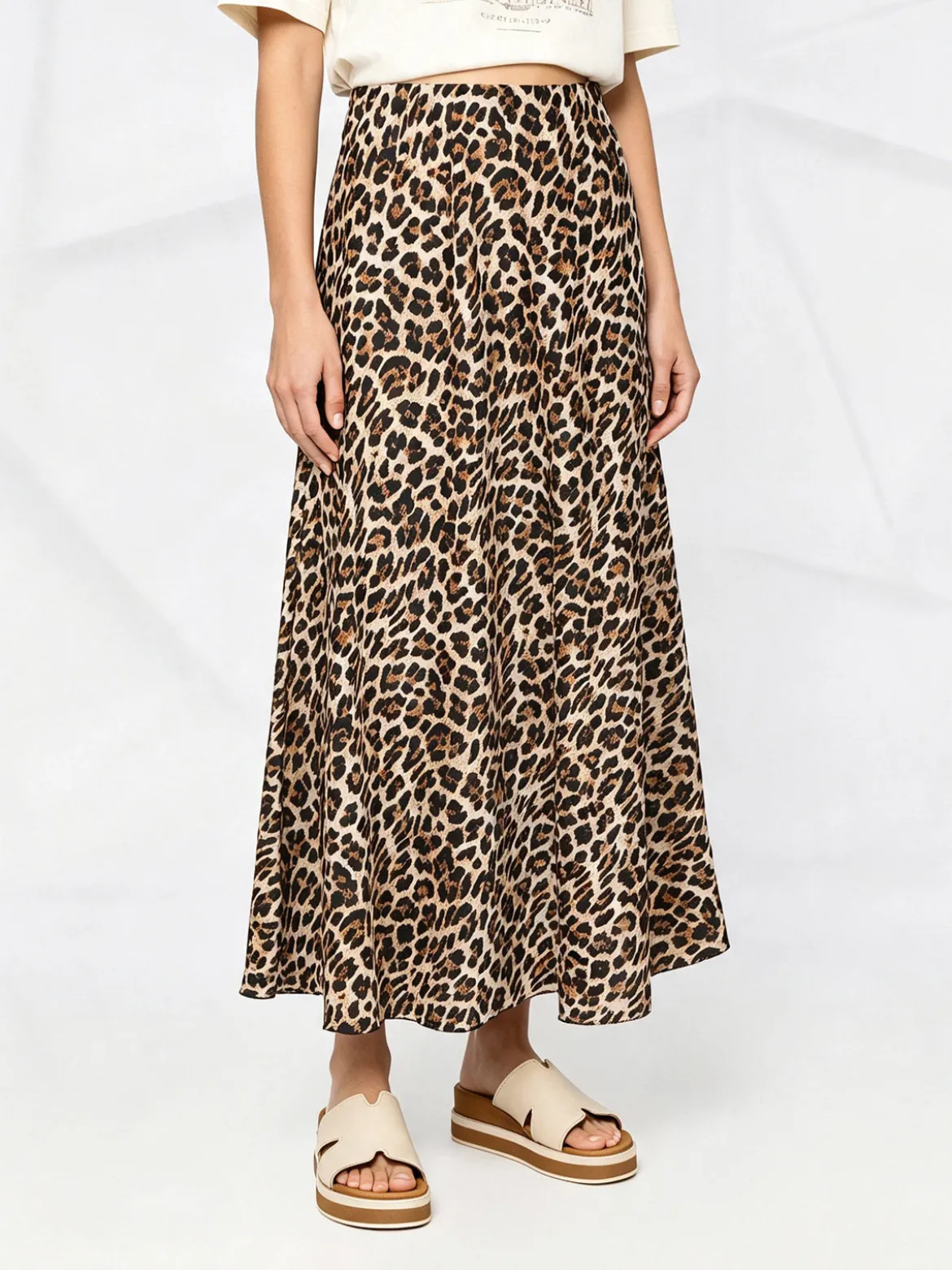Floria Gonna midi animalier con elastico in vita - multicolore
