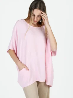 Floria Maxi blusa donna con maniche corte a pipistrello