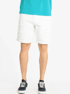 Frankie Malone Bermuda in jeans con strappi da uomo