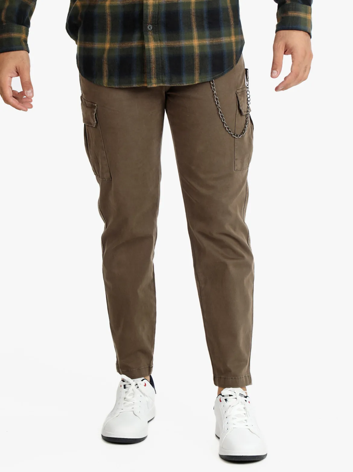 Frankie Malone Pantaloni cargo da uomo con catena