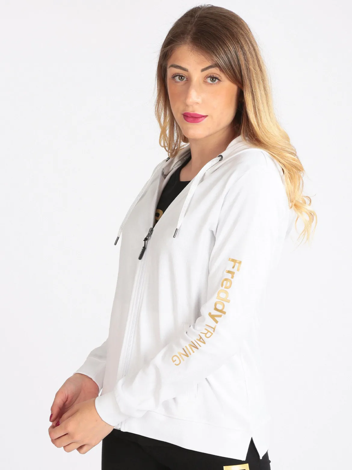 Freddy Felpa donna con cappuccio e zip in cotone