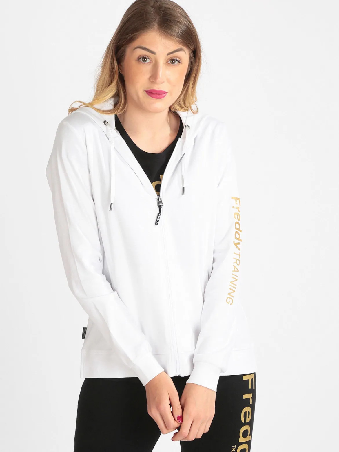 Freddy Felpa donna con cappuccio e zip in cotone