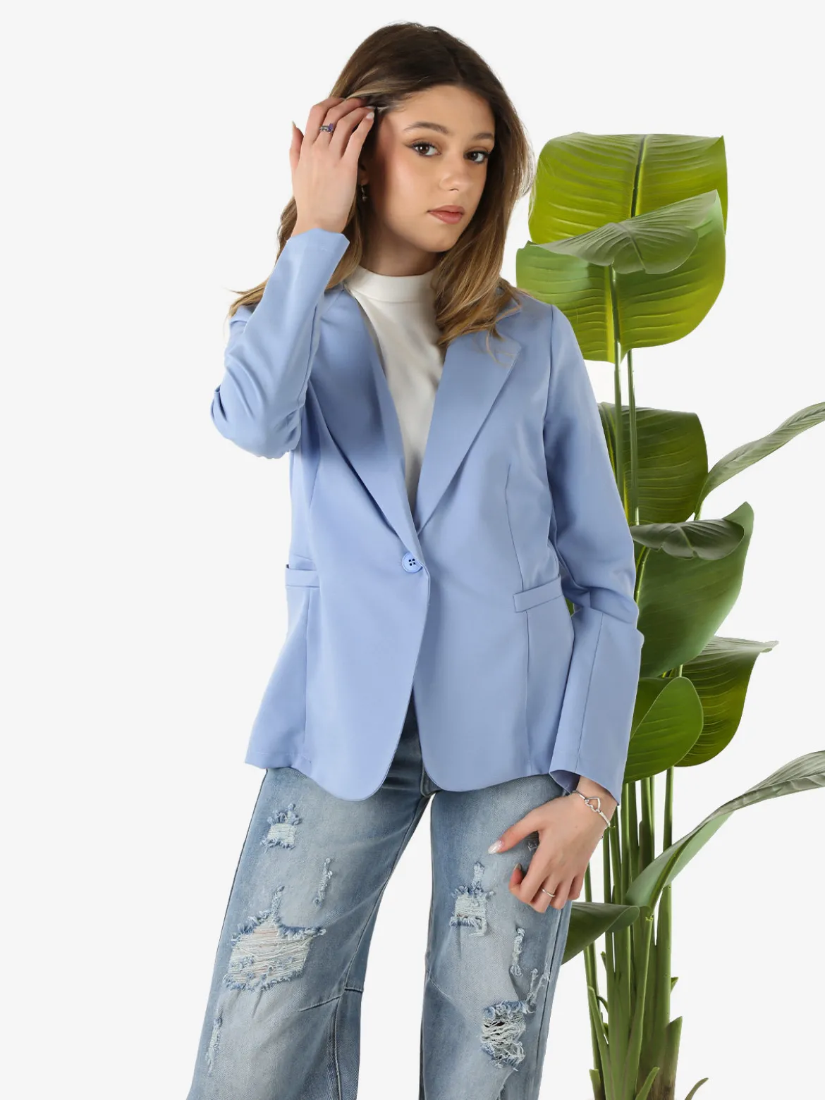 Frenetika Blazer donna con bottone - azzurro