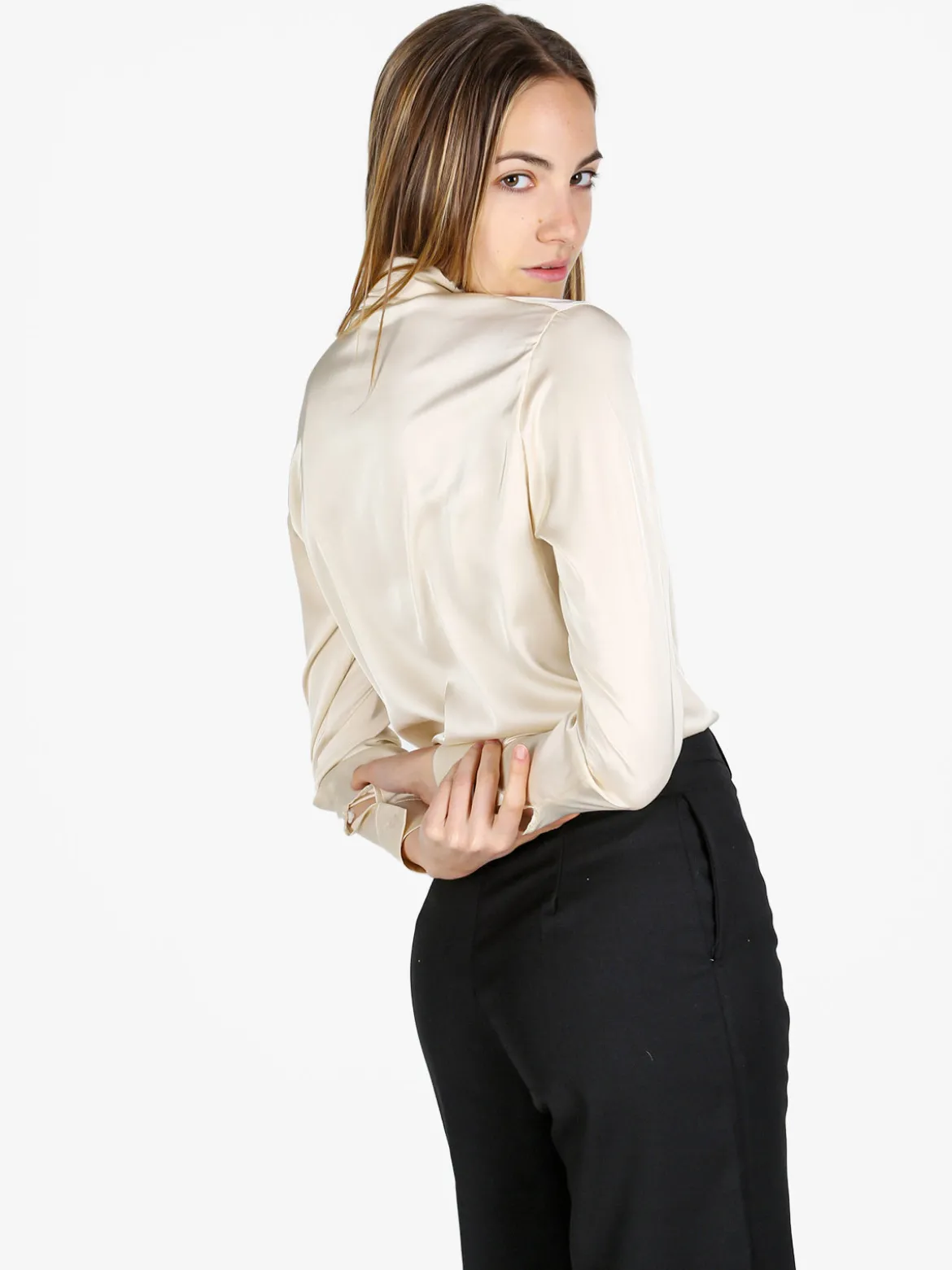 Frenetika Camicia donna effetto raso con cravattino