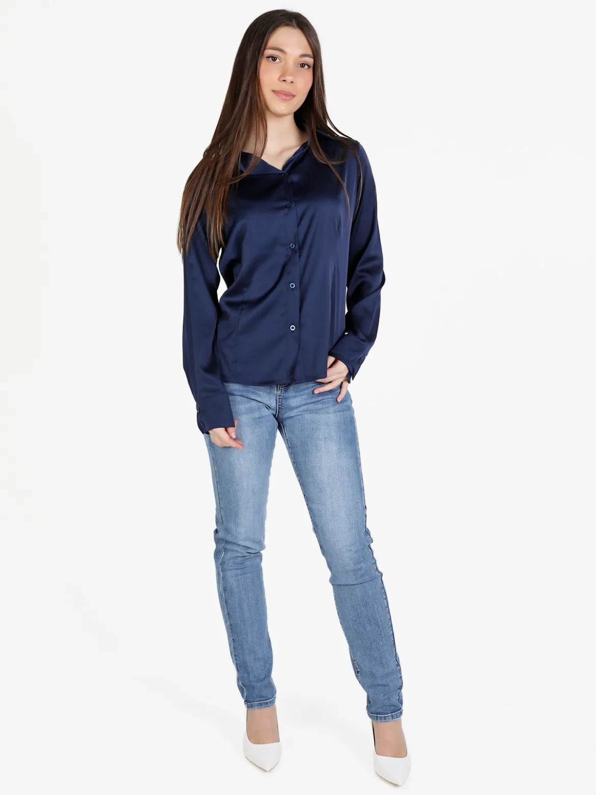Frenetika Camicia donna effetto seta a maniche lunghe