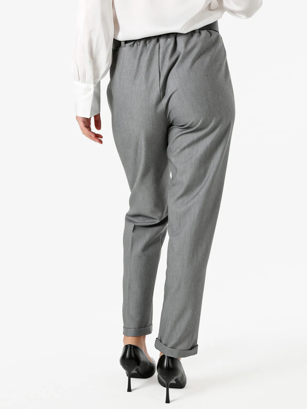Frenetika Pantaloni da donna a gamba dritta con cintura e risvolti sul finale - grigio