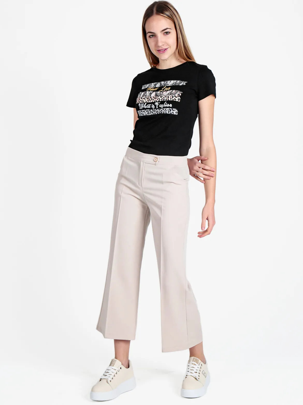 Frenetika Pantaloni da donna crop a palazzo