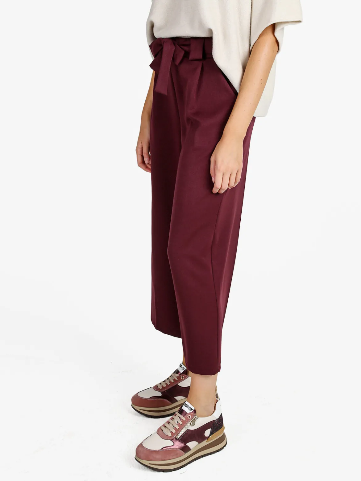Frenetika Pantaloni donna a palazzo tinta unita - bordeaux