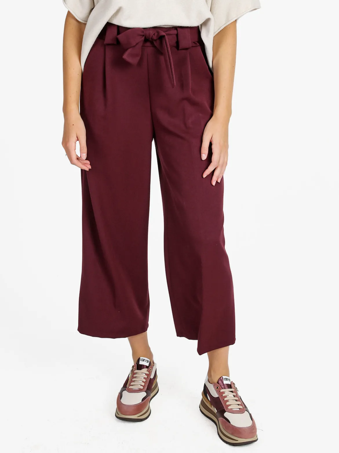 Frenetika Pantaloni donna a palazzo tinta unita - bordeaux