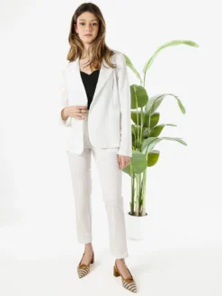 Frenetika Pantaloni donna a vita bassa con risvolto - bianco