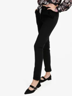 Frenetika Pantaloni donna a vita bassa con risvolto - nero