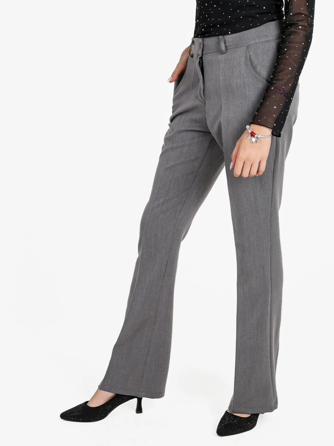 Frenetika Pantaloni donna a zampa - grigio