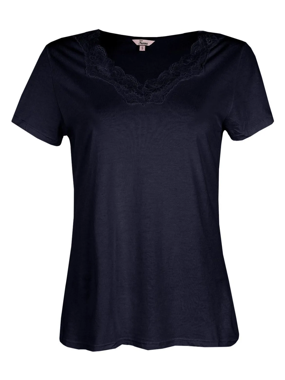 Fuanna T-shirt da pigiama con pizzo