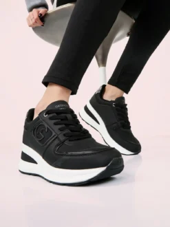 Gattinoni Sneakers donna con zeppa e dettagli effetto nabuck - nero