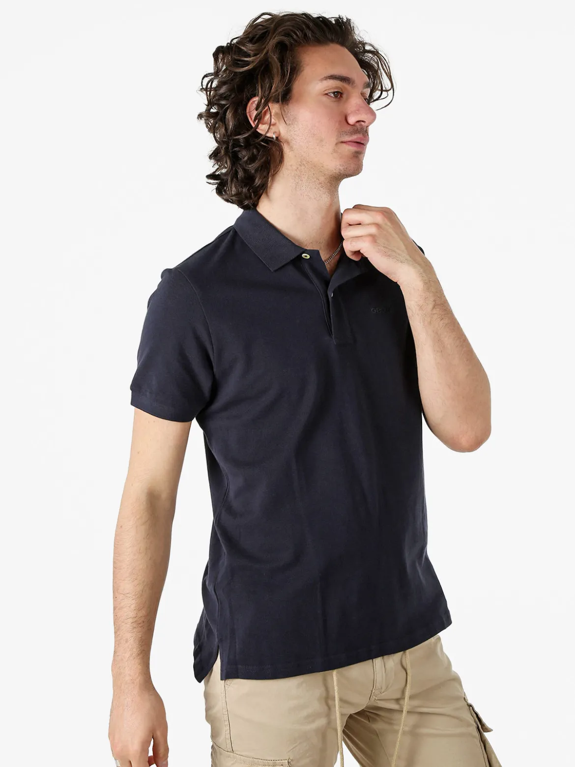 Geox Polo da uomo in cotone a maniche corte - blu scuro
