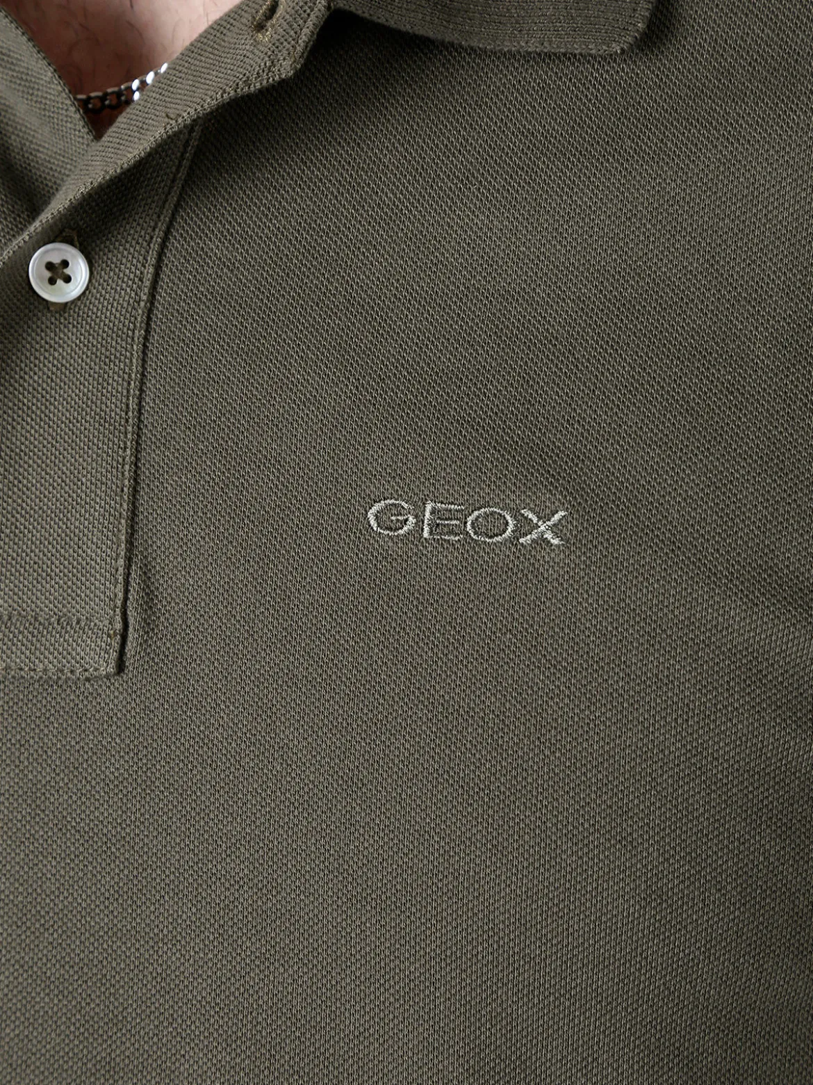 Geox Polo da uomo in cotone a maniche corte - oliva