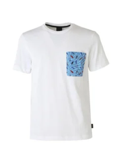 Geox T-shirt girocollo da uomo in cotone con taschino - bianco