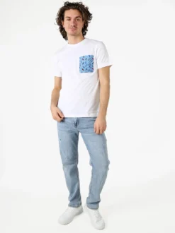 Geox T-shirt girocollo da uomo in cotone con taschino - bianco