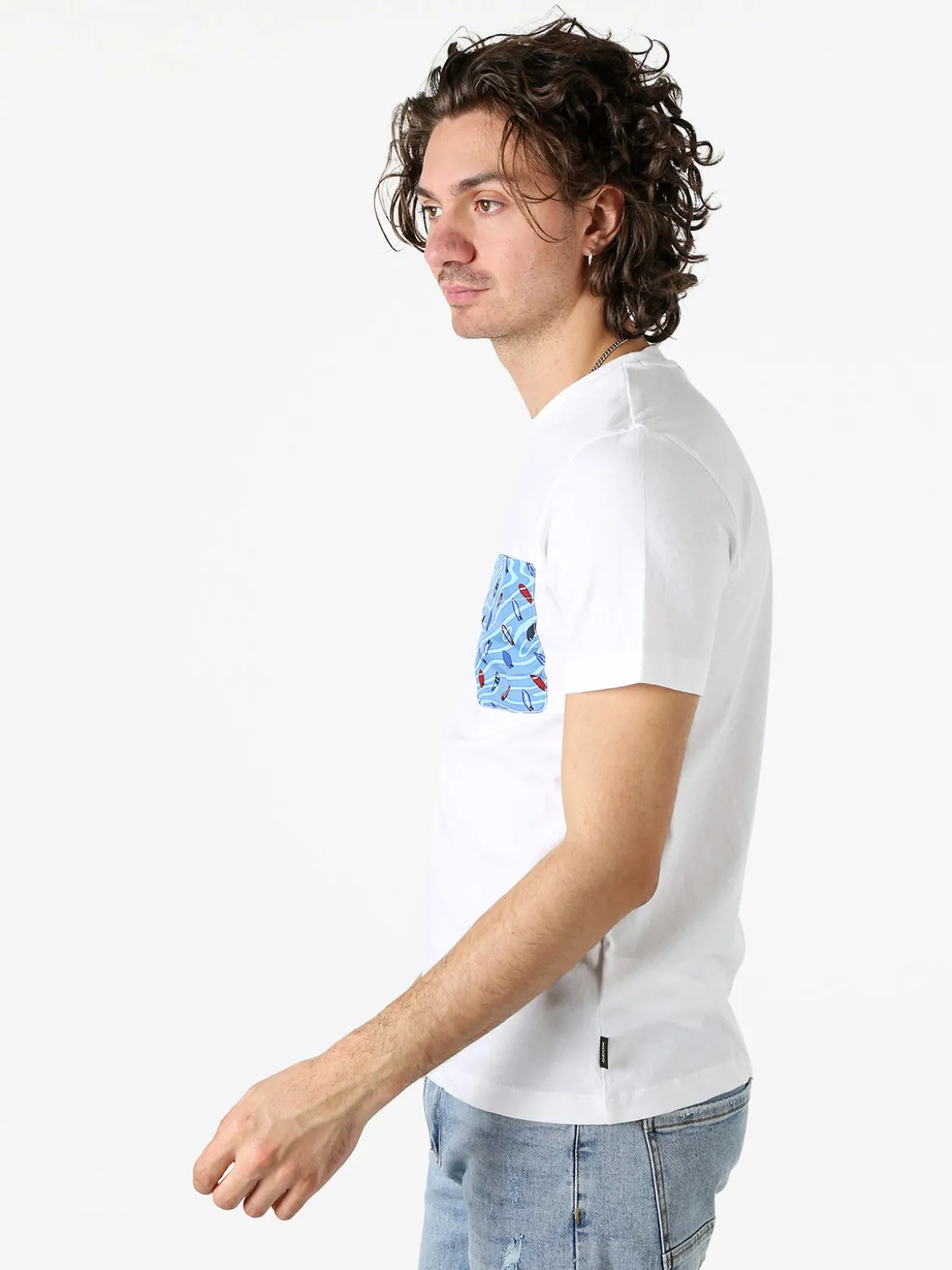 Geox T-shirt girocollo da uomo in cotone con taschino - bianco
