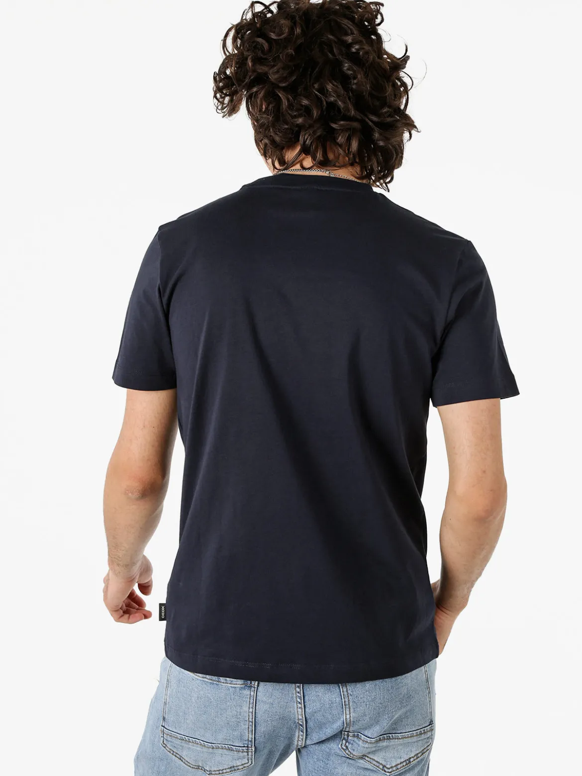 Geox T-shirt girocollo da uomo in cotone con taschino - blu scuro
