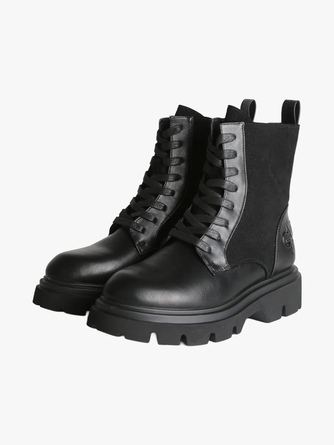 Gian Marco Venturi Anfibi donna chunky in ecopelle e velluto - nero