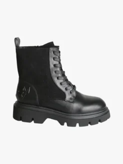 Gian Marco Venturi Anfibi donna chunky in ecopelle e velluto - nero