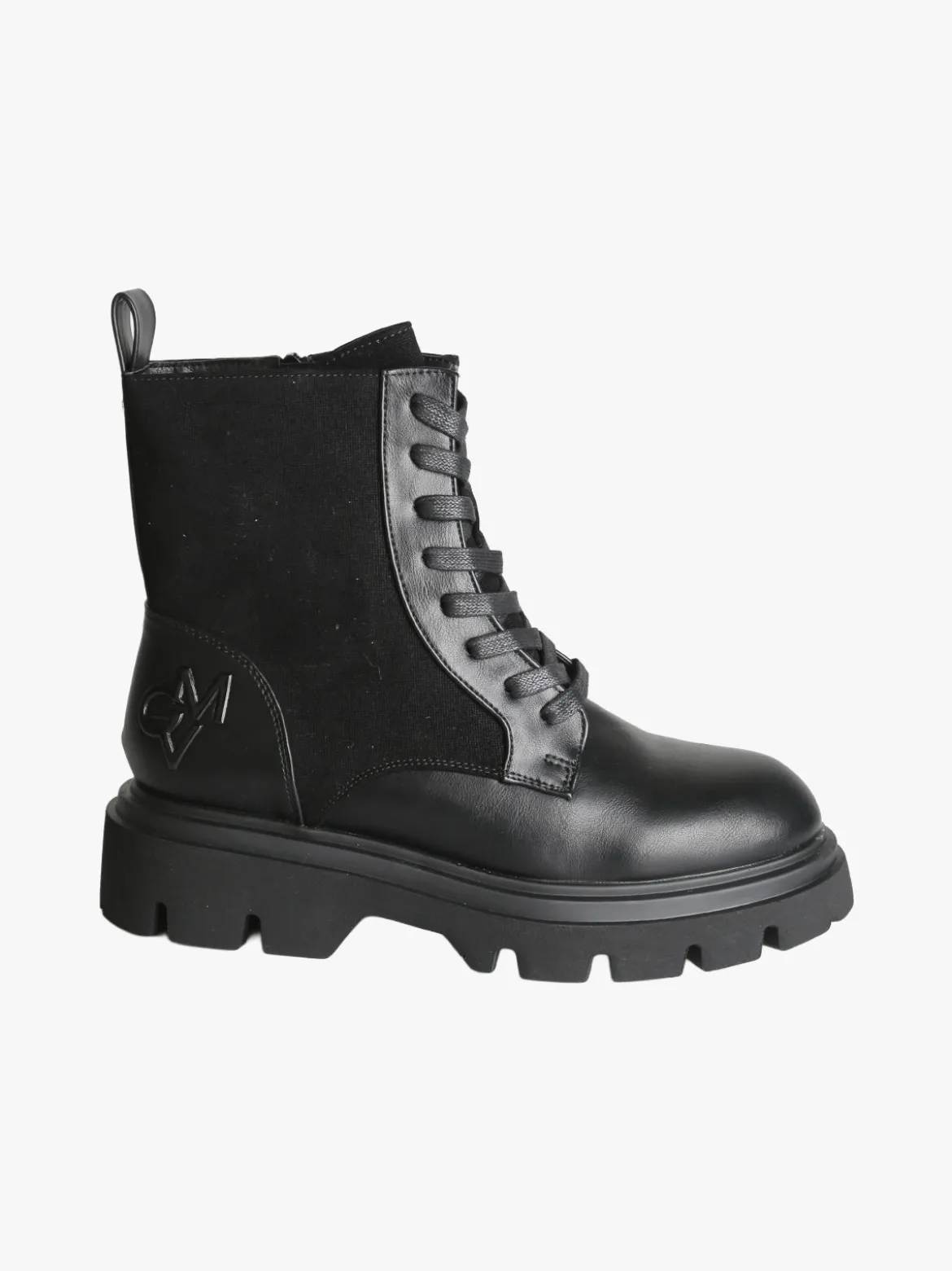 Gian Marco Venturi Anfibi donna chunky in ecopelle e velluto - nero