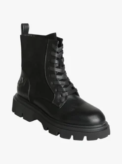 Gian Marco Venturi Anfibi donna chunky in ecopelle e velluto - nero
