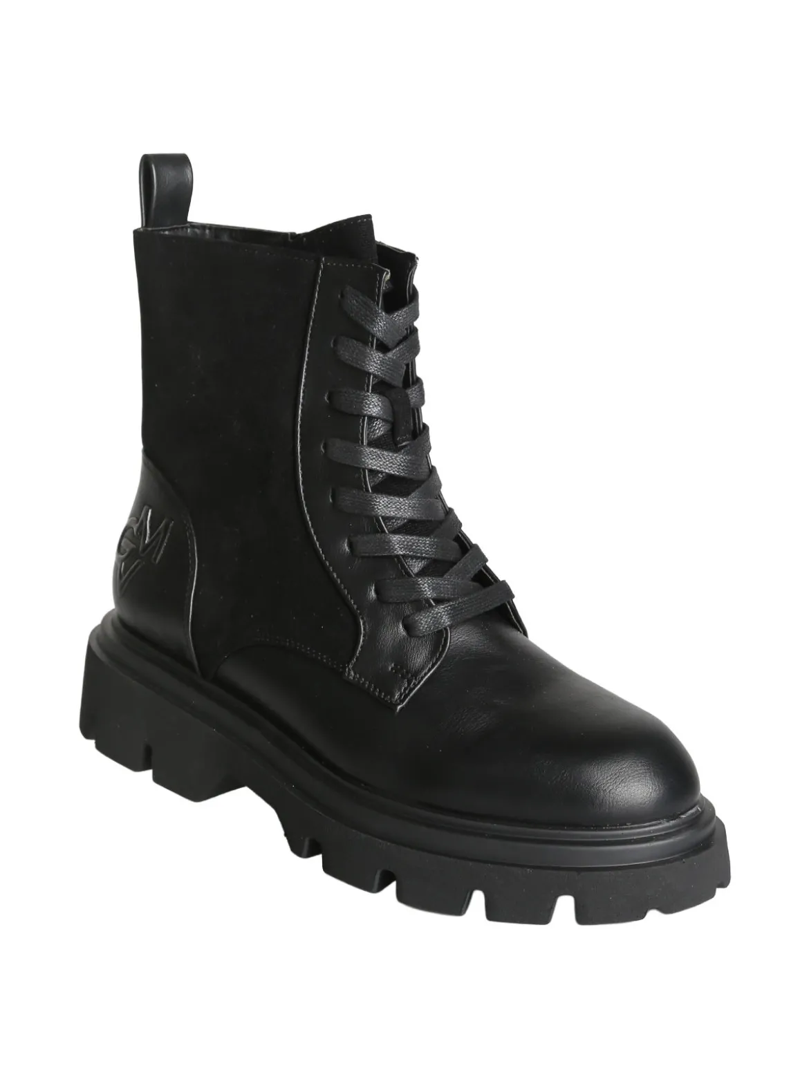 Gian Marco Venturi Anfibi donna chunky in ecopelle e velluto - nero