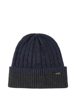 Gian Marco Venturi Cappello da uomo in maglia a coste con risvolto - blu scuro