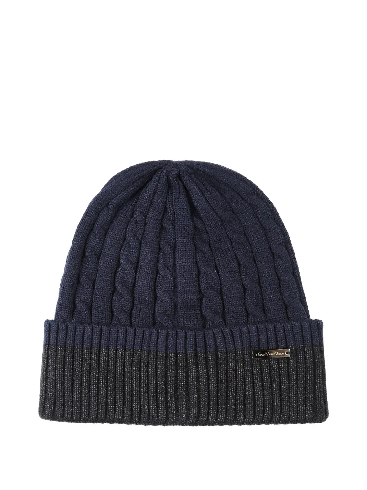 Gian Marco Venturi Cappello da uomo in maglia a coste con risvolto - blu scuro