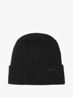 Gian Marco Venturi Cappello in maglia da uomo a coste con risvolto - nero