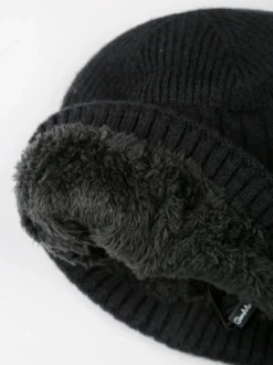 Gian Marco Venturi Cappello in maglia da uomo a coste con risvolto - nero