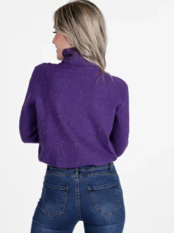 Gian Marco Venturi Maglia dolcevita da donna a trecce con micropaillettes luccicanti