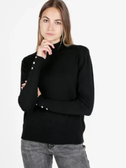 Gian Marco Venturi Maglia donna a lupetto con bottoni gioiello sui polsini