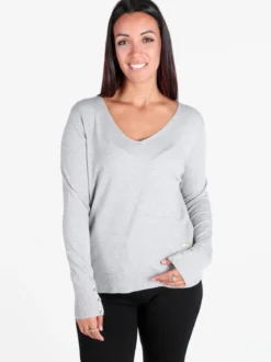 Gian Marco Venturi Pullover donna in maglia scollo a V con bottoni gioiello sui polsini