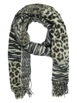 Gian Marco Venturi Sciarpa donna animalier con frange - verde