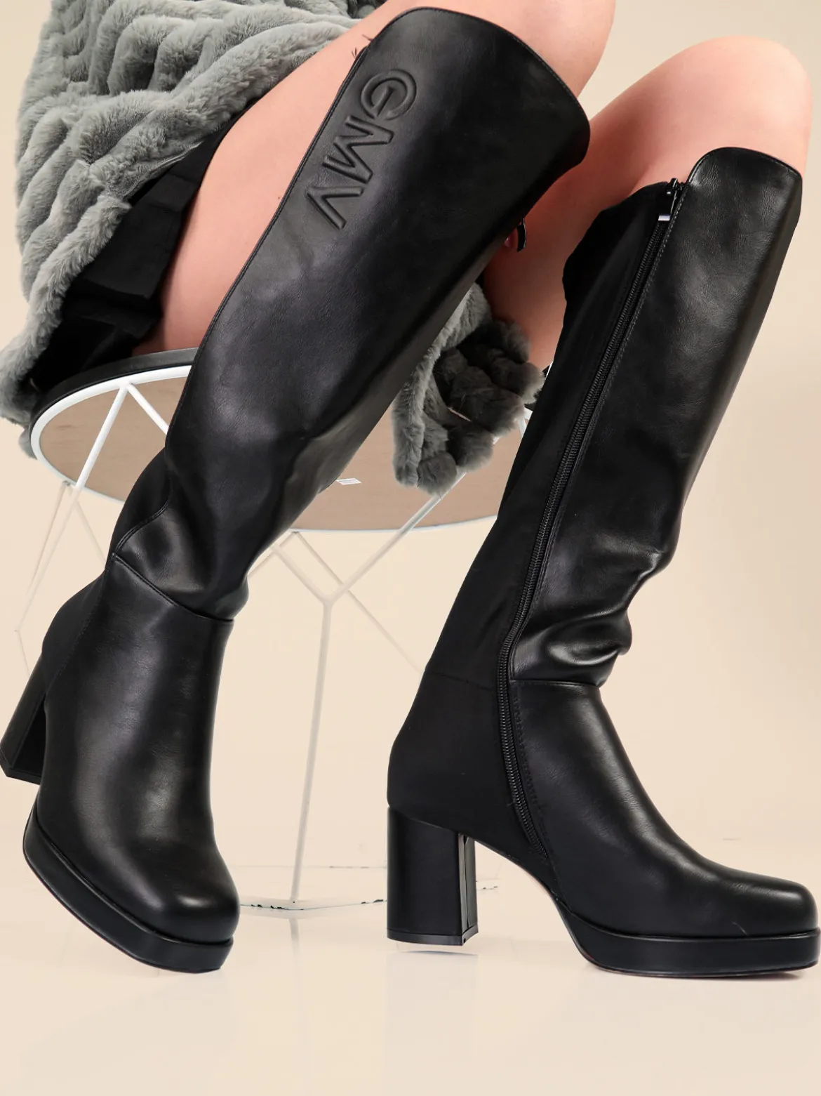 Gian Marco Venturi Stivali donna con tacco e punta squadrata