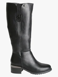 Gian Marco Venturi Stivali donna minimal in ecopelle con tacco largo - nero