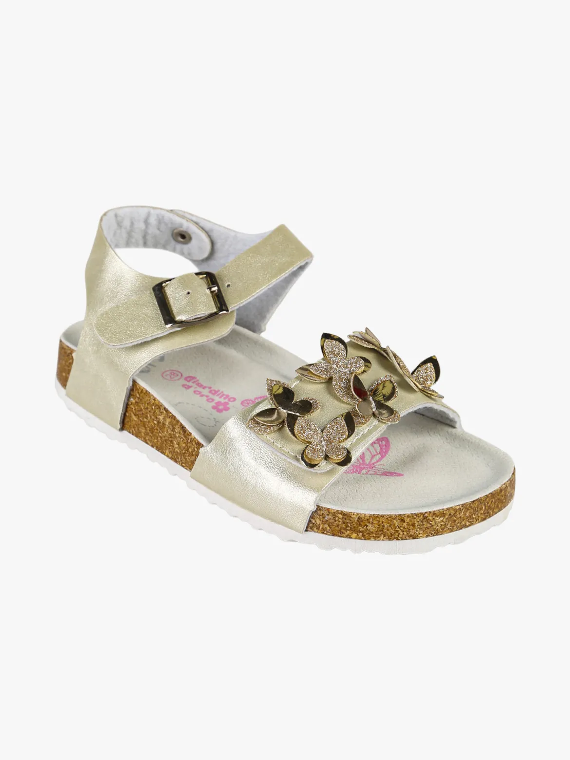 Giardino D'Oro Sandali da bambina con fibbia e cinturino a strappo - beige
