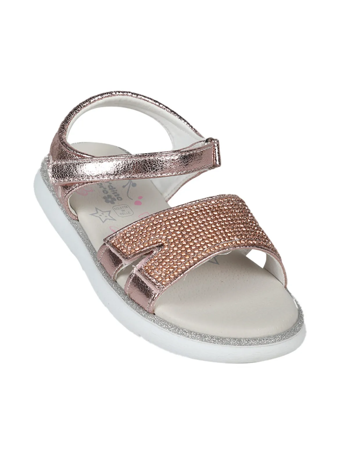 Giardino D'Oro Sandali da bambina con strass e cinturino a strappo