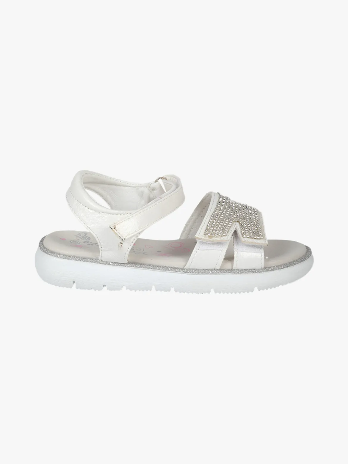 Giardino D'Oro Sandali da bambina con strass e cinturino a strappo