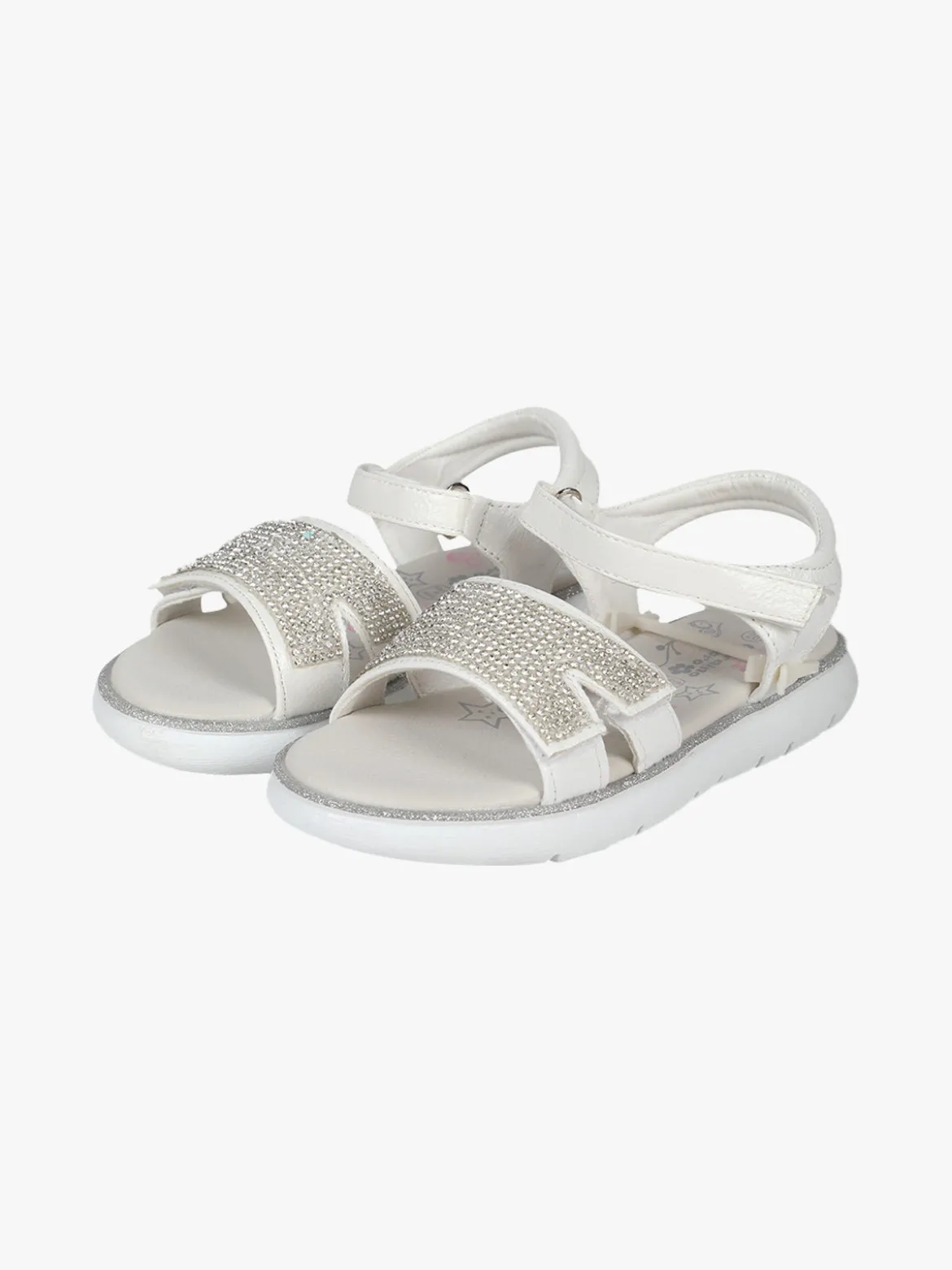 Giardino D'Oro Sandali da bambina con strass e cinturino a strappo