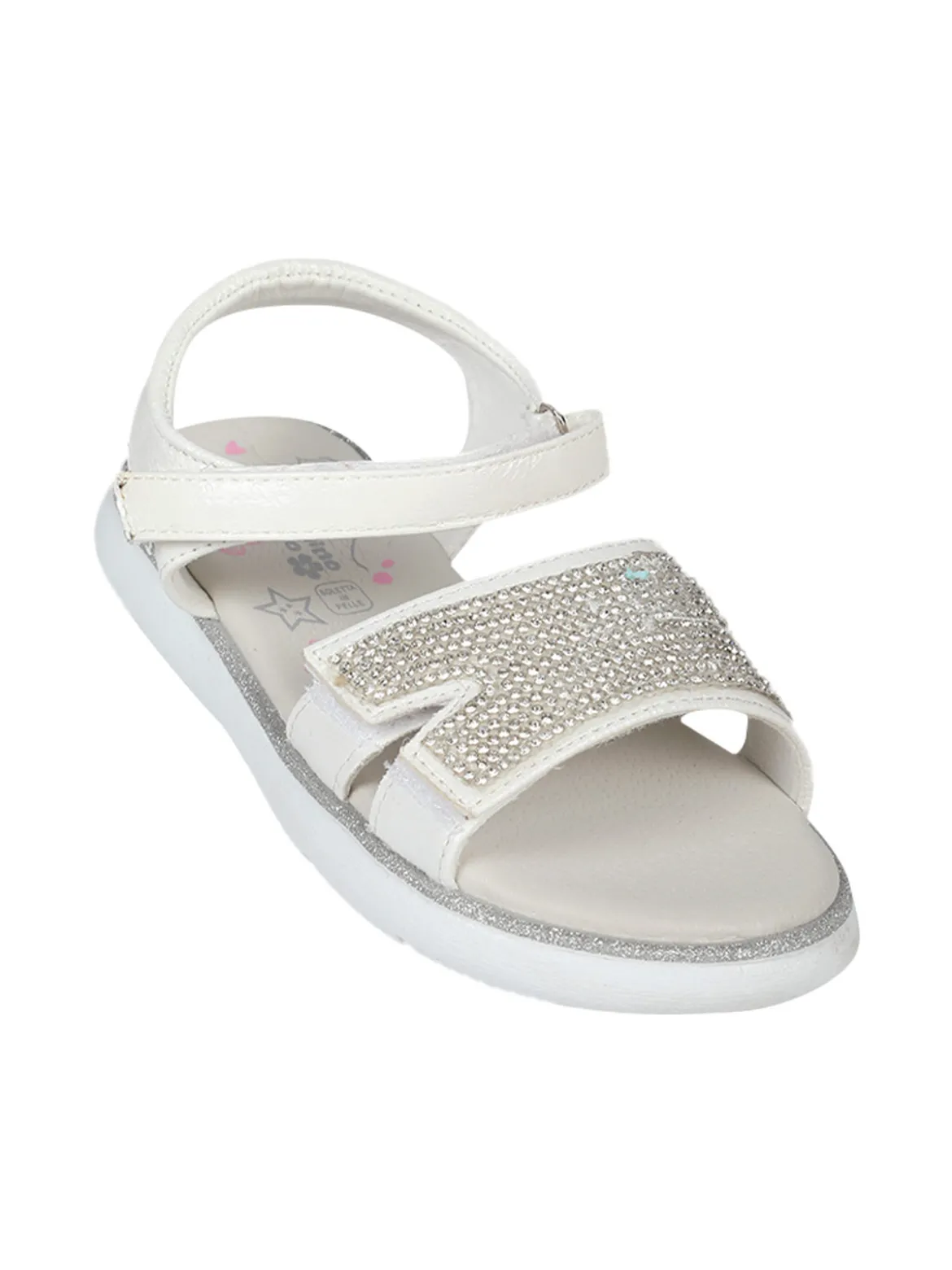 Giardino D'Oro Sandali da bambina con strass e cinturino a strappo