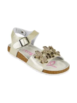Giardino D'Oro Sandali da ragazza con fibbia e cinturino a strappo - beige