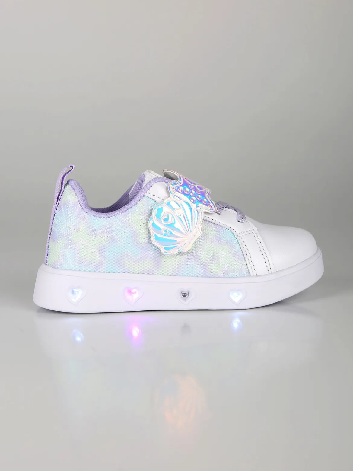 Giardino D'Oro Sneakers da bambina basse con strappo e luci - bianco