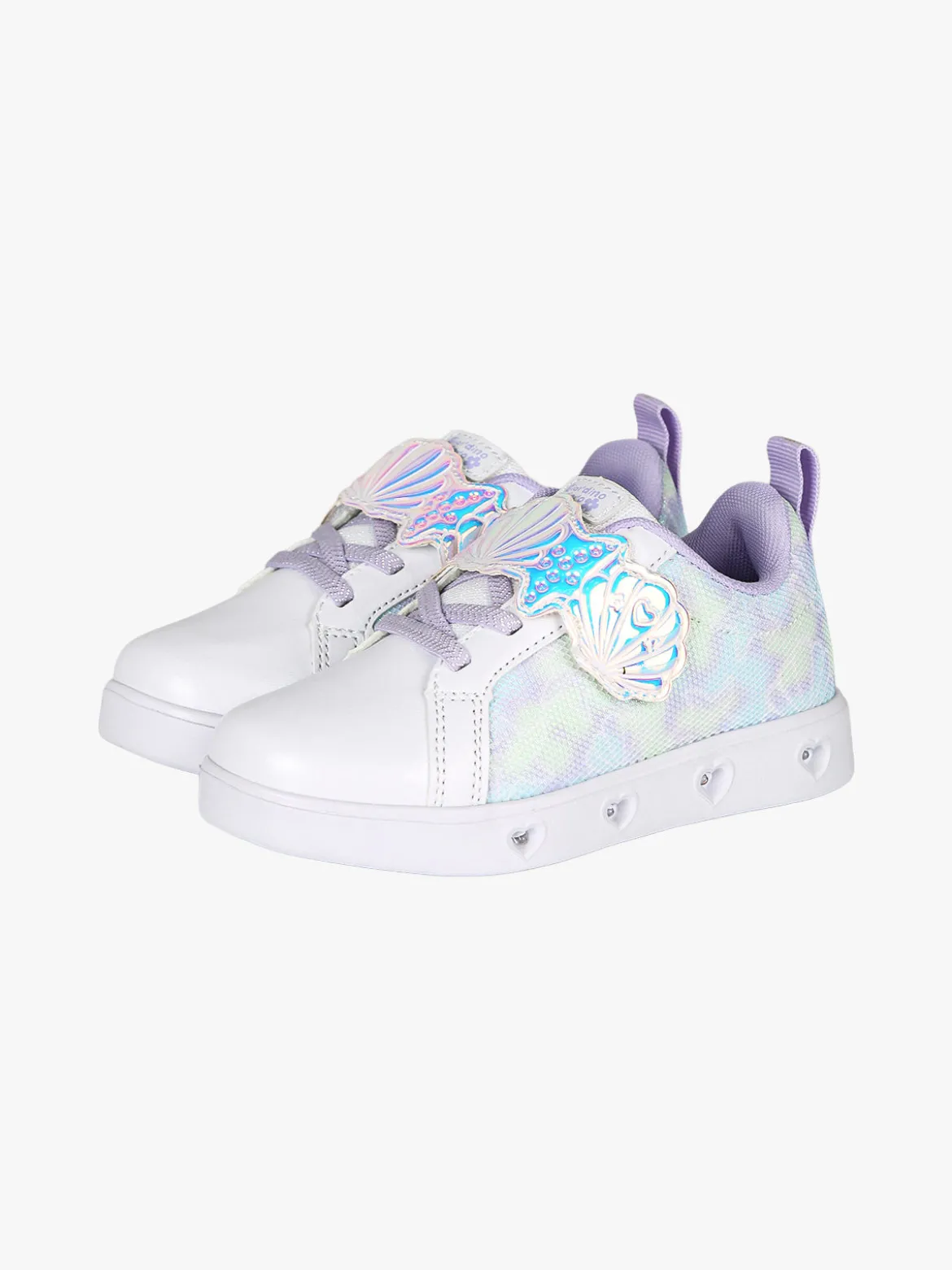 Giardino D'Oro Sneakers da bambina basse con strappo e luci - bianco