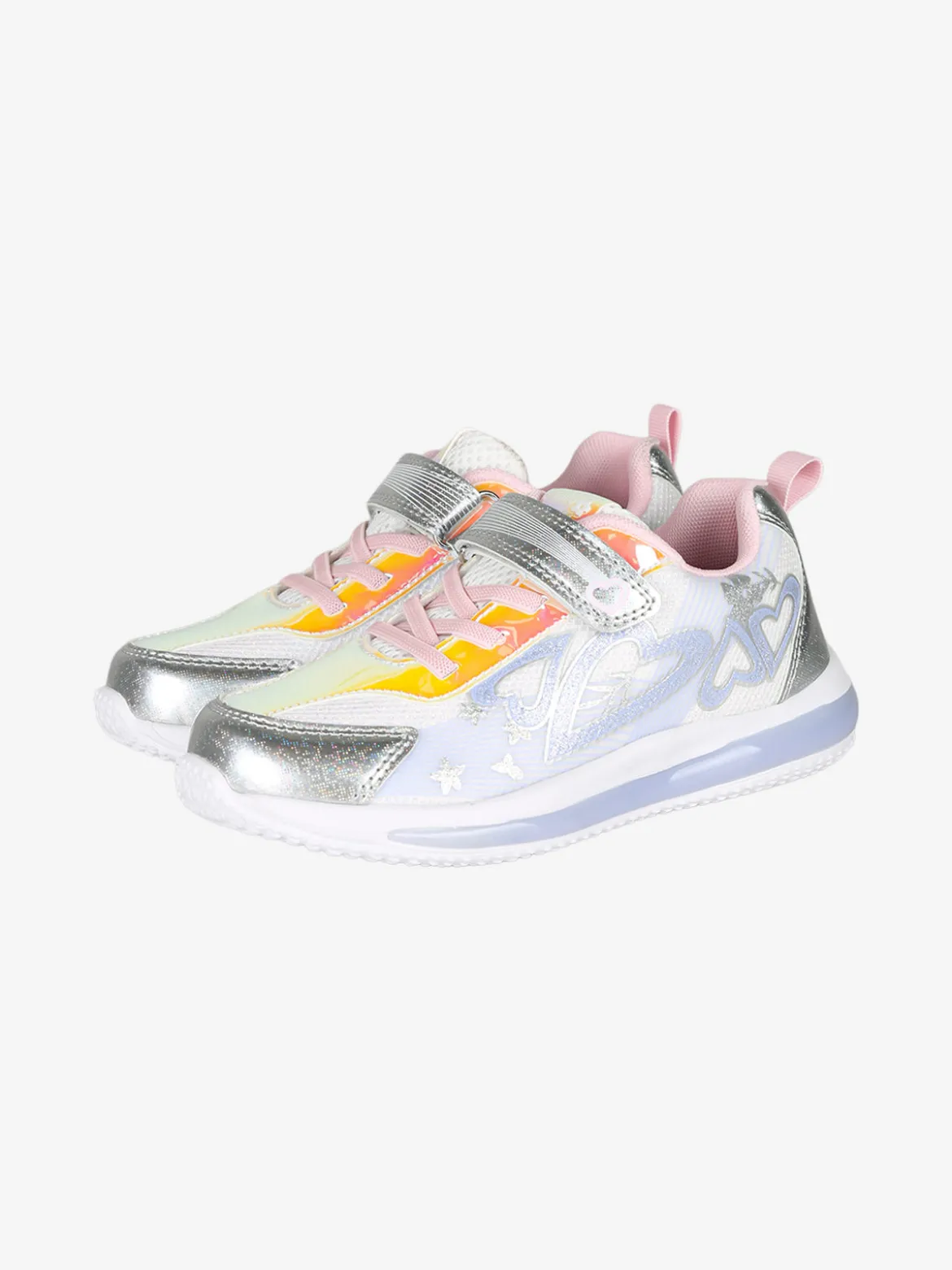 Giardino D'Oro Sneakers da ragazza con luci e cinturino a strappo - bianco